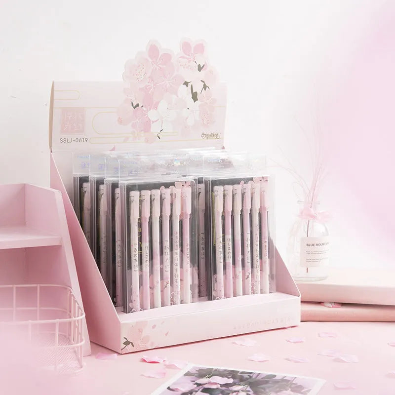 Six Creative Sakura gel pens with black 0.5mm refills and pull-out mechanism