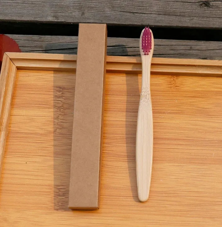 Eco friendly bamboo soft fibre toothbrush with biodegradable handle and soft bristles
