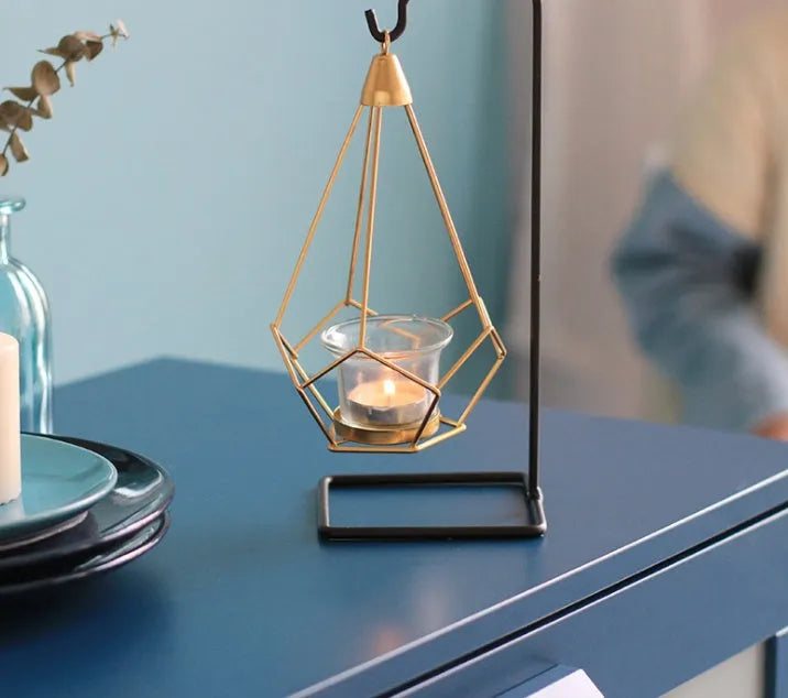 Iron candle holders for block candles in six Nordic styles: single, double, triple, triangle, rectangular.