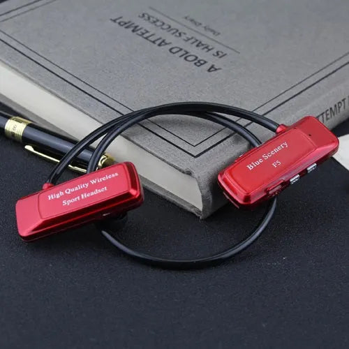 F5 wireless Bluetooth headset with hanging ear design in black