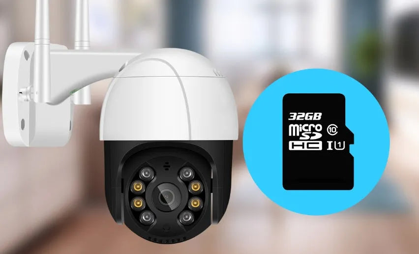 White wireless WiFi PTZ surveillance camera ball machine with dual antennas and black light night vision, 1080P