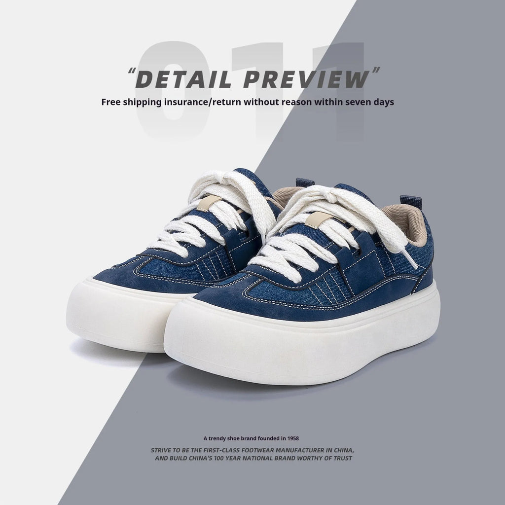 Men's black canvas platform lace-up shoes with a round toe and low-top design on a white background.