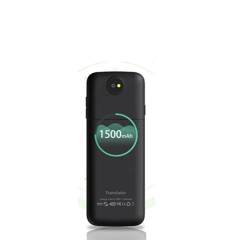 Black voice synchronization translator with 5 million pixel camera, 125-hour battery life, 1500 mAh battery, 13.3 x 5.1 x 1.3 cm
