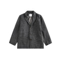 Men's loose-fit plaid casual suit jacket in grey or khaki, polyester, sizes M to XXL