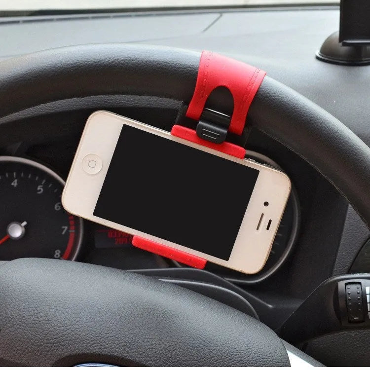 Black universal steering wheel phone holder mount clip for car navigation