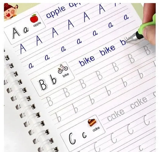 Hard cover magic practice writing book with disappearing ink pages for reusable handwriting exercises
