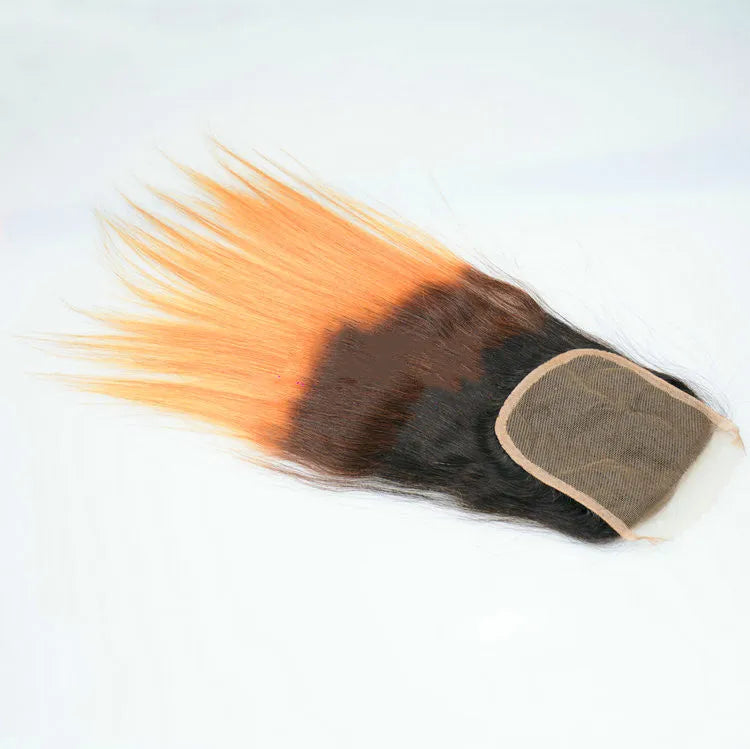 Straight hand woven human hair wig for ladies in Indian ombre three tone, medium length, 10 to 26 inch