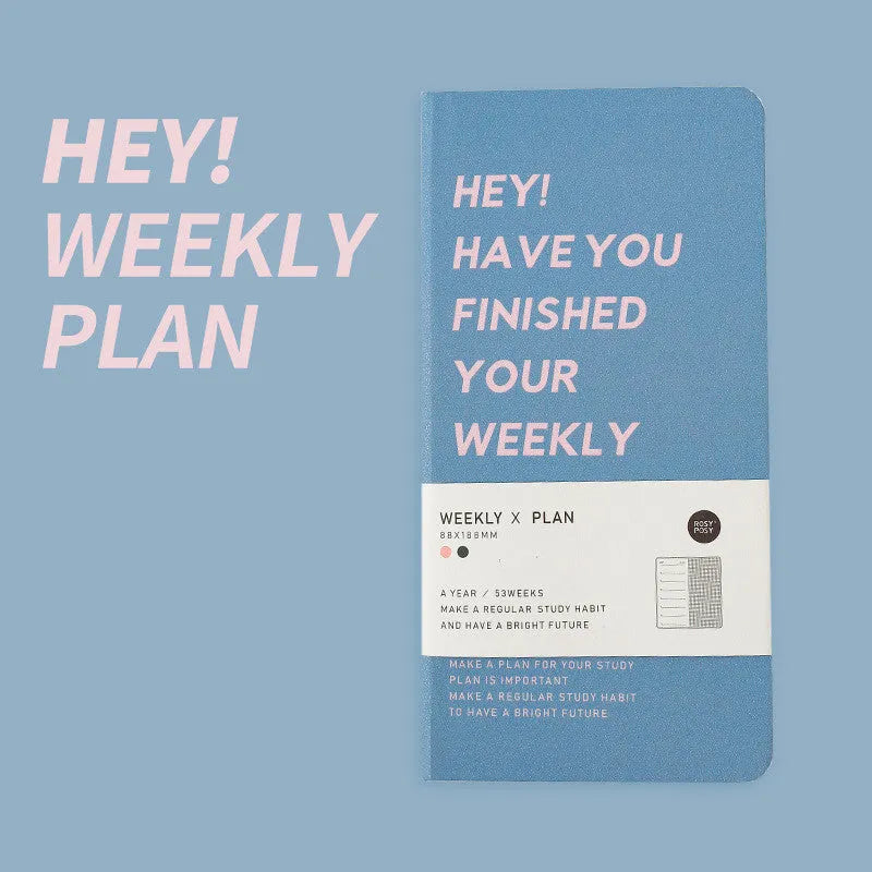 Weekly planner diary handbook with 100 pages available in blue, brown, green, and purple colours