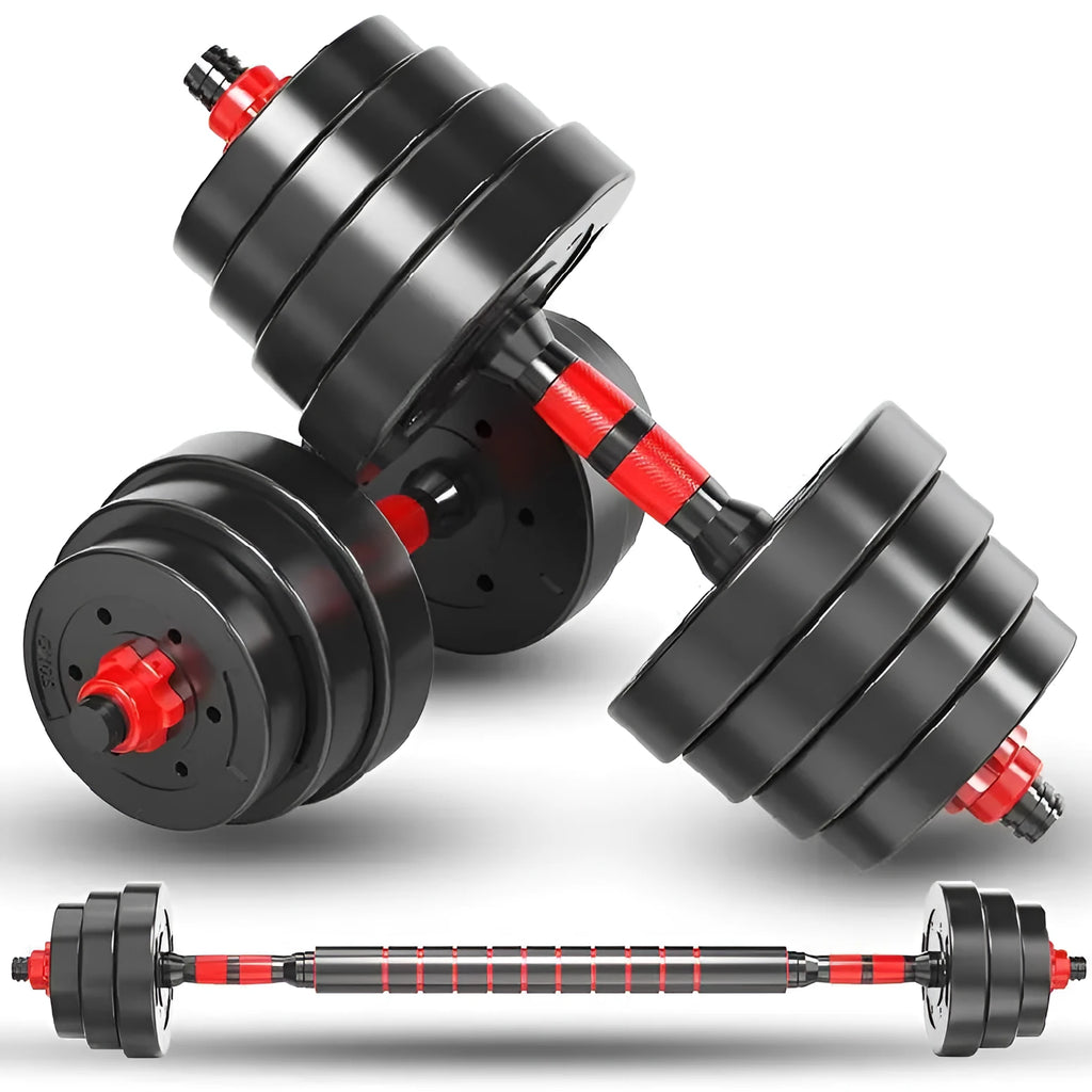 Adjustable PE dumbbell set with foam connecting rod for barbell conversion, 25cm specification, available in multiple weights