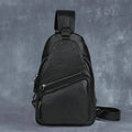Men's genuine leather retro hand-rubbed crossbody messenger bag 8 inch large capacity black colour