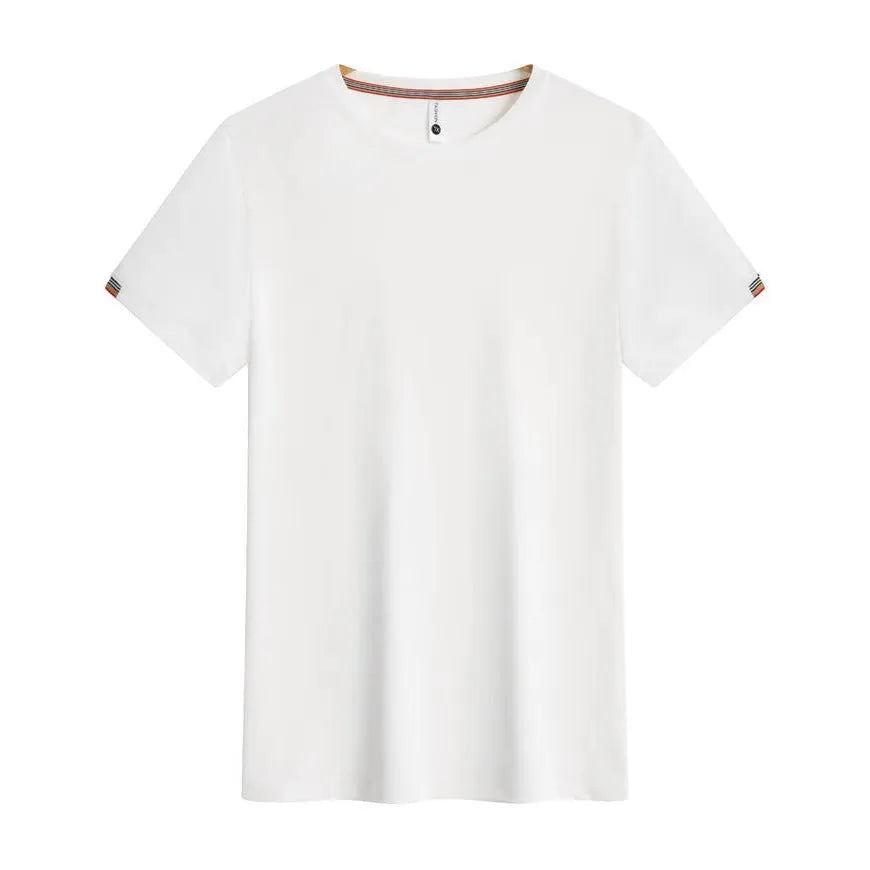 Men's round neck business attire shirt in ice fibre chemical blend fabric available in multiple colours