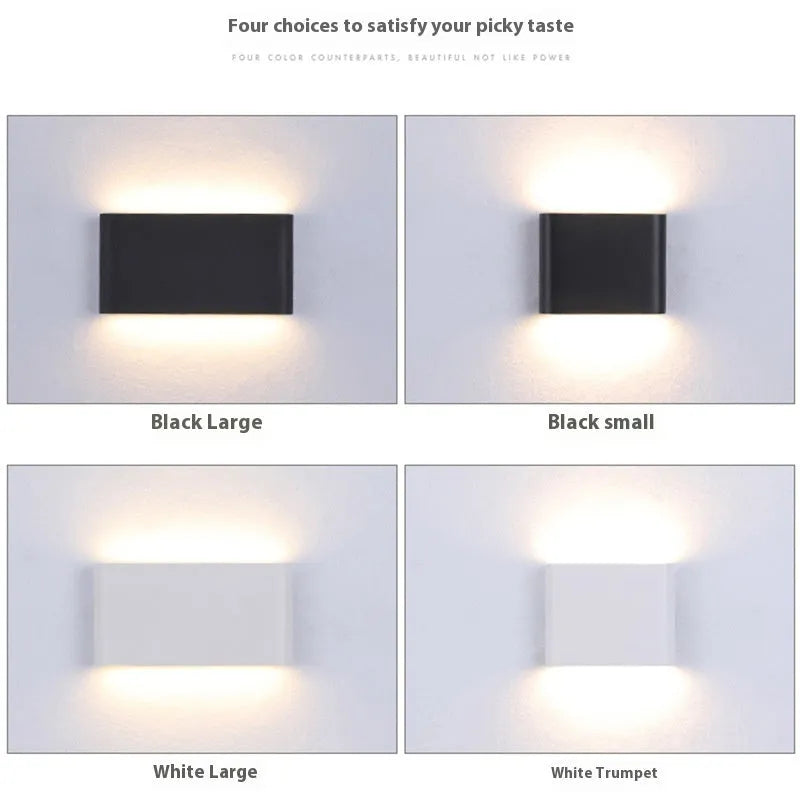 Rectangular LED outdoor wall lamp in black finish for courtyard lighting