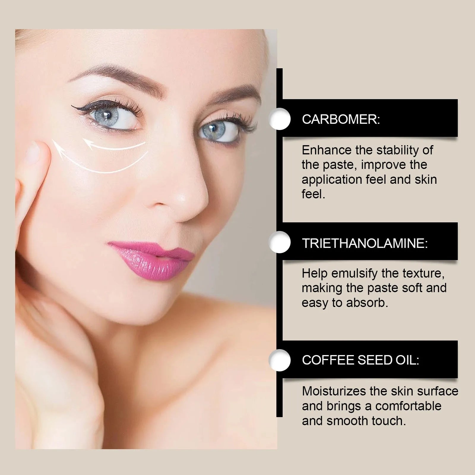 Moisturising facial mask for skin lightening with coffee seed oil, 5.1x3.9cm 30g content