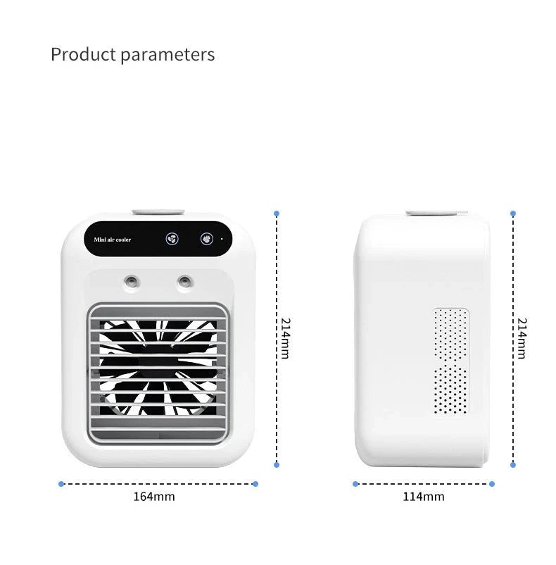 Portable USB-powered air cooler fan with atomization technology for low-humidity, refreshing airflow