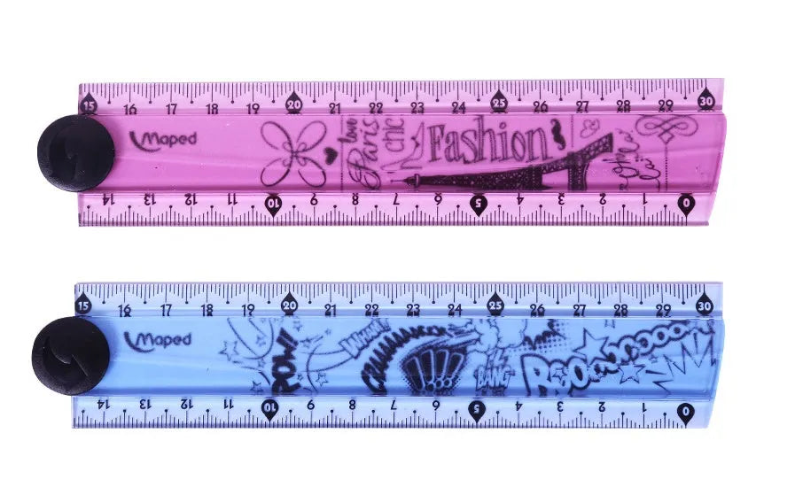 30cm folding ruler with widened rotary design in blue colour option