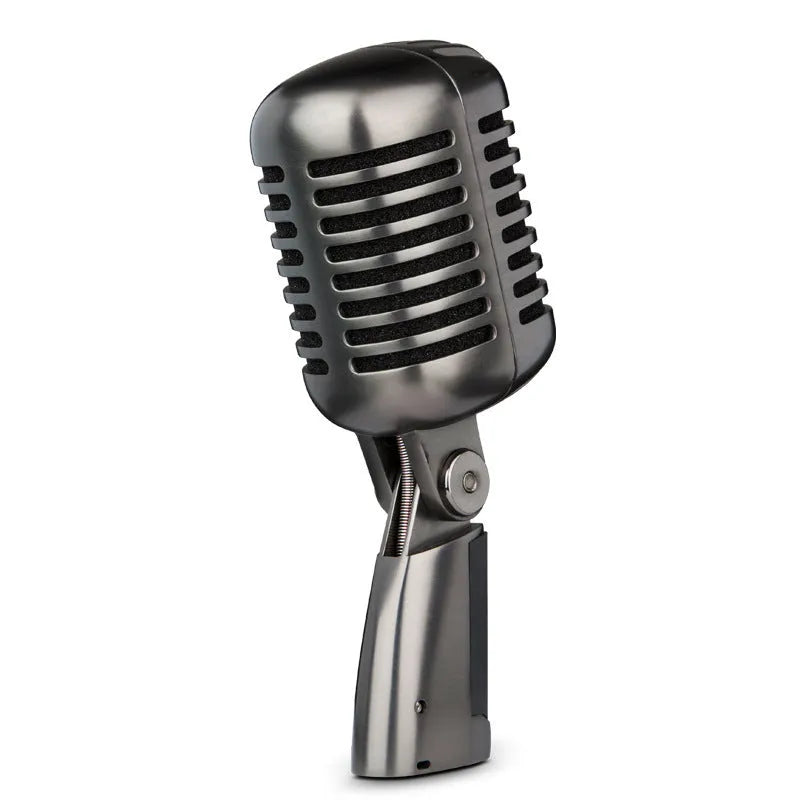 Retro-style condenser microphone with cardioid pickup pattern for karaoke and recording