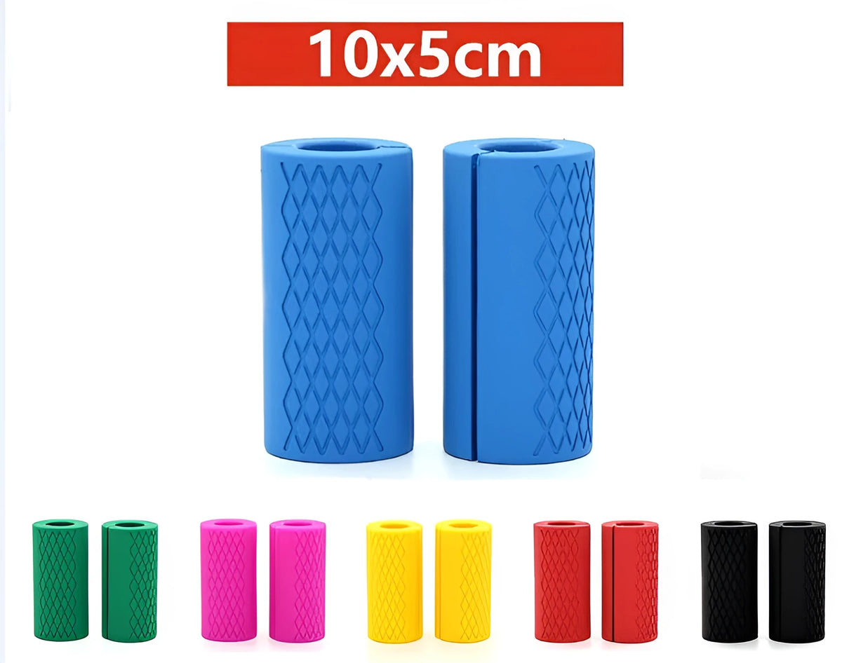 Pair of silicone dumbbell grips in black, round style, with 24mm inner diameter for 25-30mm bars