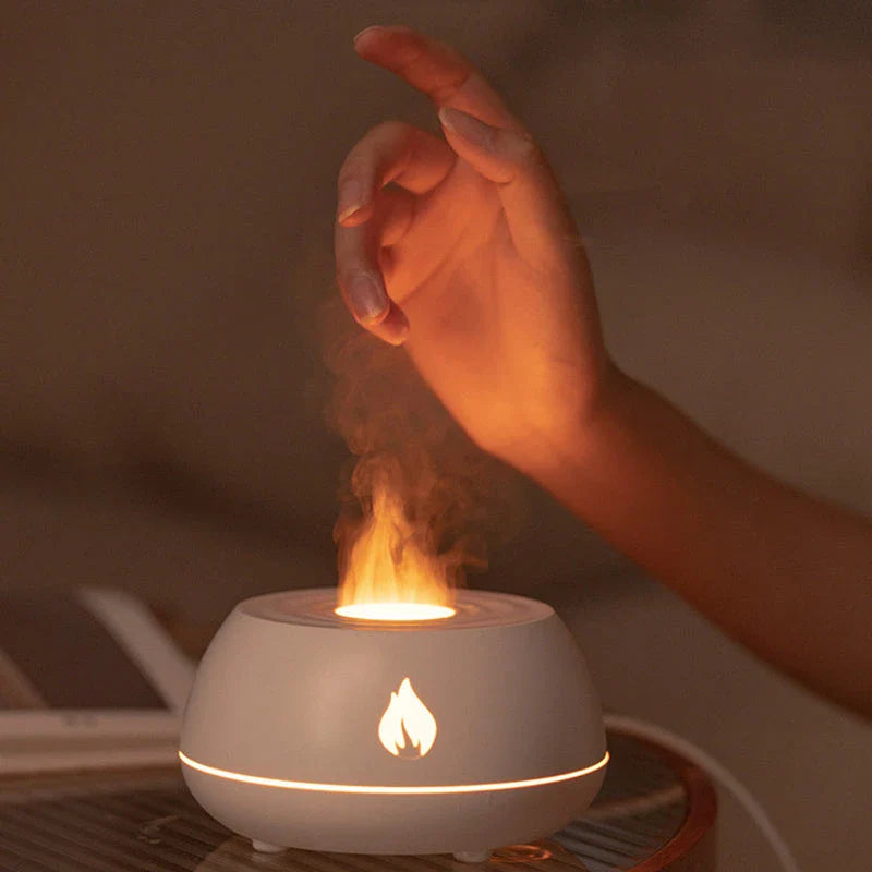 Relaxing Aroma Mist Humidifier with Soothing Flame-Like Lights, Customizable Color Gradient, and Targeted Mist Function