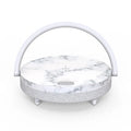 Multi-function wireless charging night light in marbling finish with touch switch and Bluetooth speaker