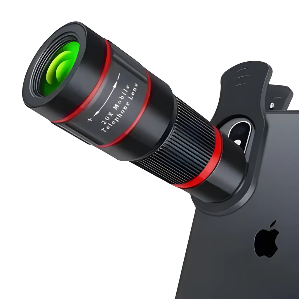 20x magnification cell phone telescope with universal clip attachment for smartphone cameras