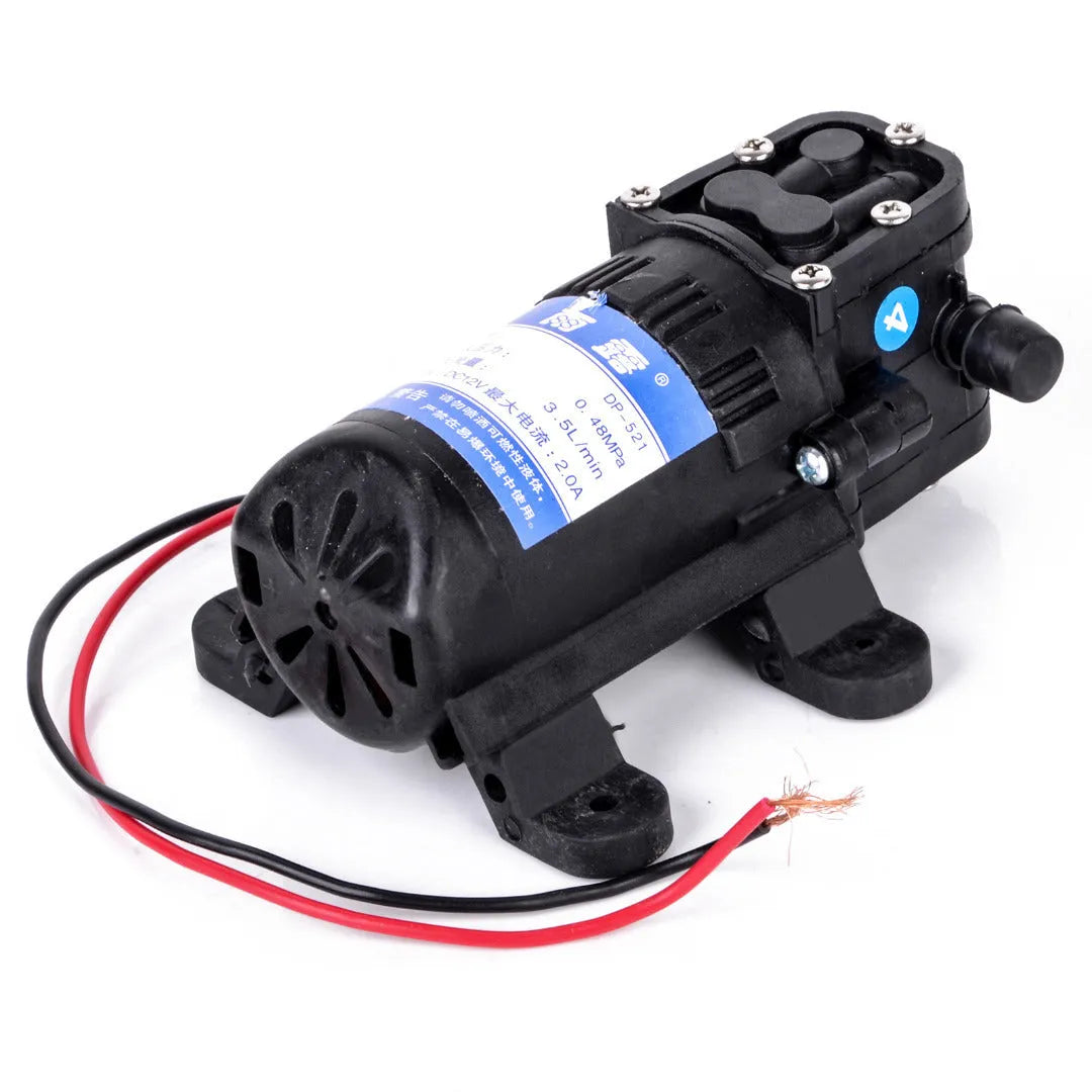 12V DC electric water pump motor with backflow colour, 12.5cm size, engineering plastic and pure copper construction