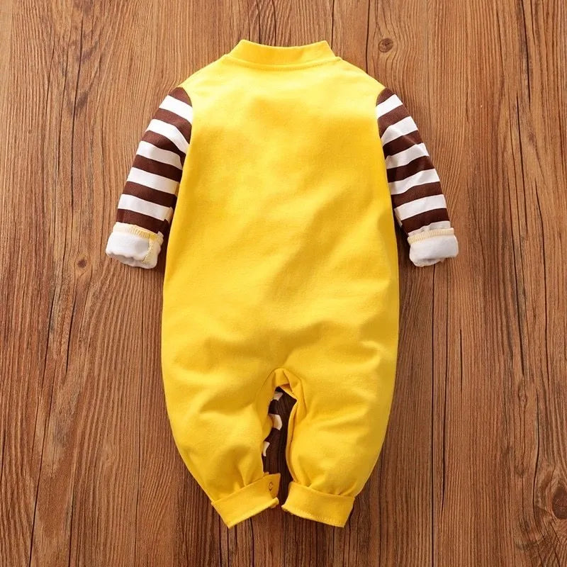 Baby long-sleeve cotton one-piece bodysuit with giraffe print in sizes 59 to 90cm
