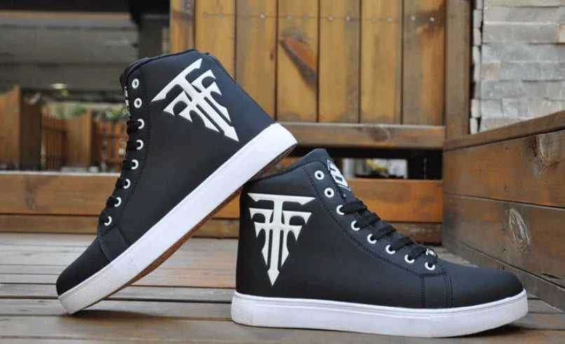 Men's Martin boots high top sneakers with rubber sole and cotton lining in black, white, or green