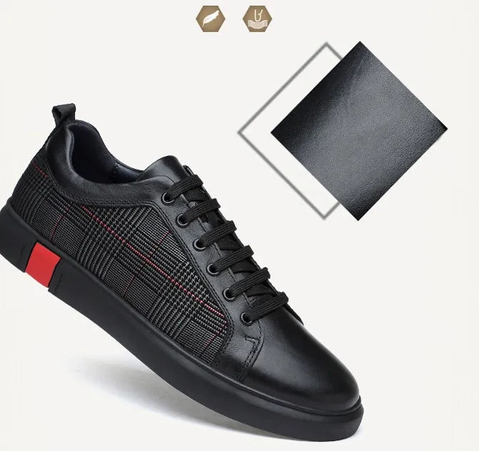 SOLEY men's genuine leather lace-up sneakers with rubber outsole, shown in a casual style.