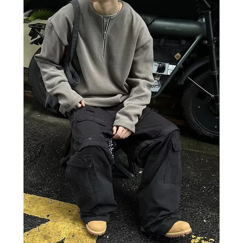Solid colour loose pullover shirt with long sleeves for early spring layering