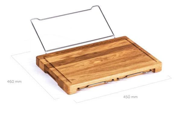 Premium bamboo cutting board with convenient storage trays for chopping, slicing, and dicing ingredients