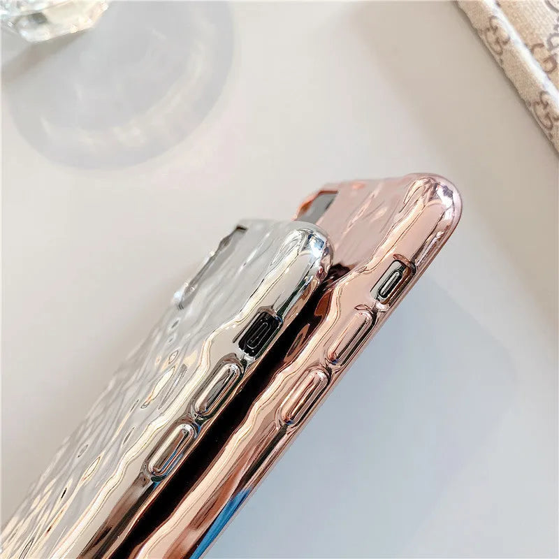 Electroplated TPU iPhone case in rose gold and silver colours showing back cover design