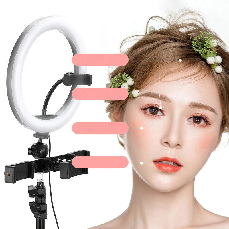 10-inch ring light on metal bracket for smartphone photography