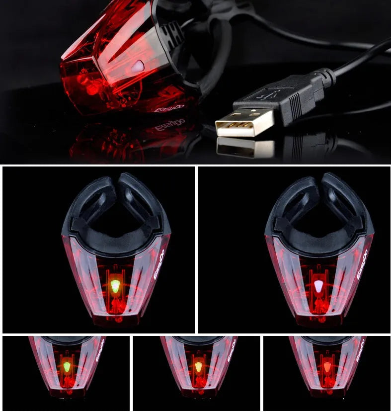 Bicycle tail light with 3 LED beads, 62x43x38 mm, IPX-4 waterproof, on bike seat post
