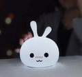 Marshmallow bunny LED night light with shy or happy face, 126x126x147mm, ABS and silicone construction