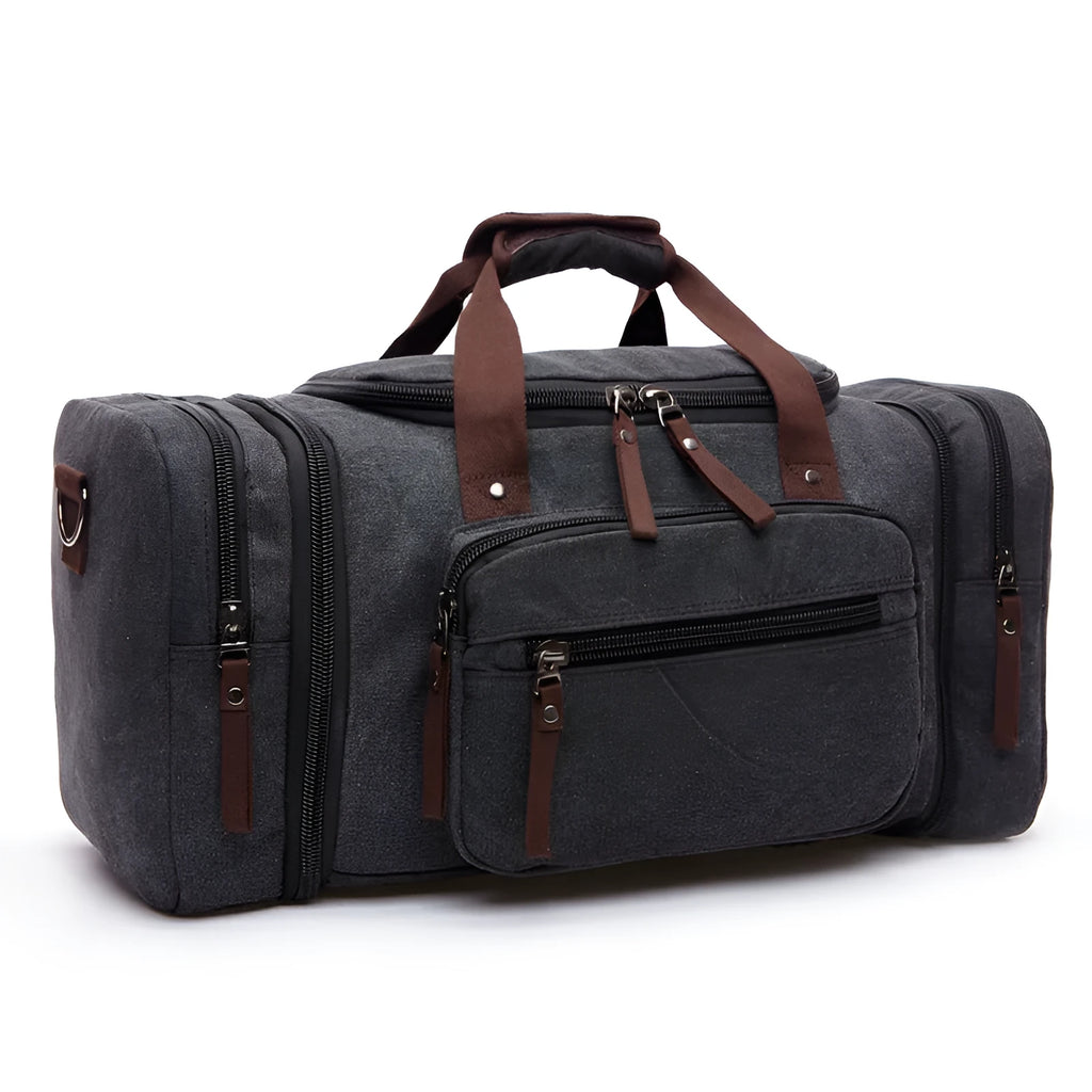 Canvas travel bag with soft handle, plain surface, cotton lining, shown in available colours