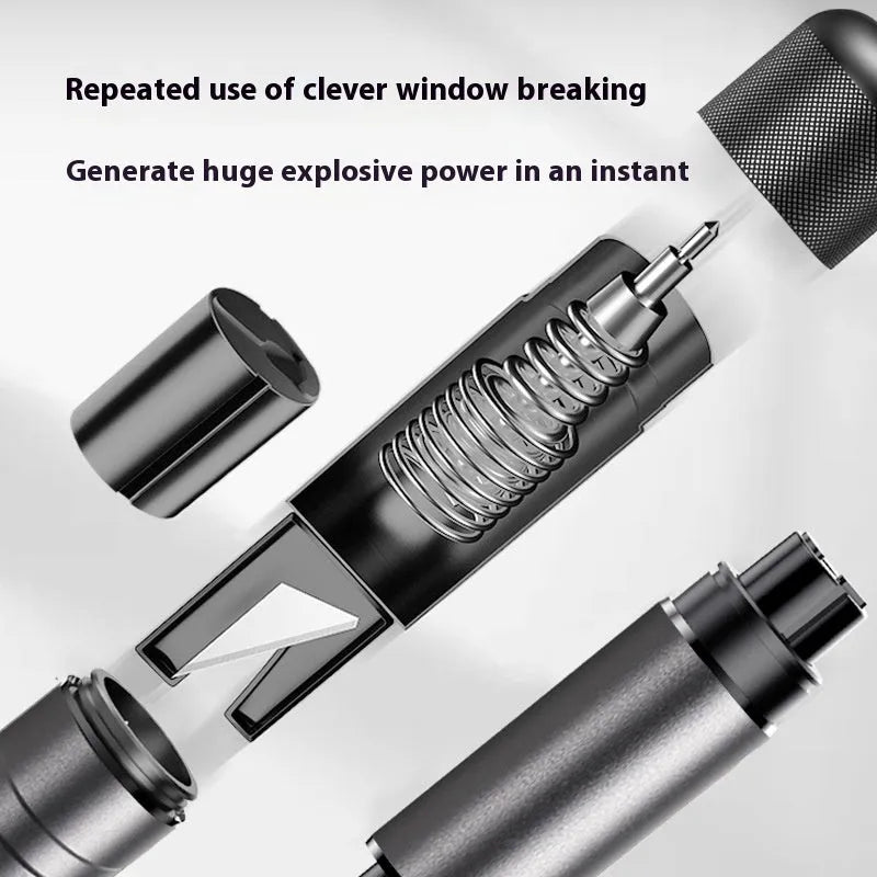 Gun grey aluminium alloy car safety hammer with bearing steel impact head for emergency window breaking