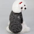 Wool pet sweater in England style, available in coffee, wine red, black, and blue, sizes S to XXL.
