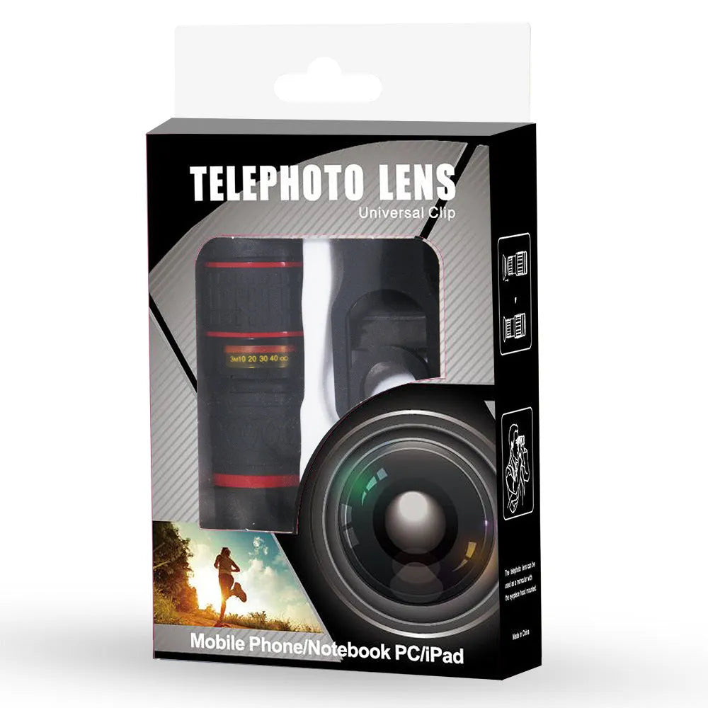 20x magnification cell phone telescope with universal clip attachment for smartphone cameras