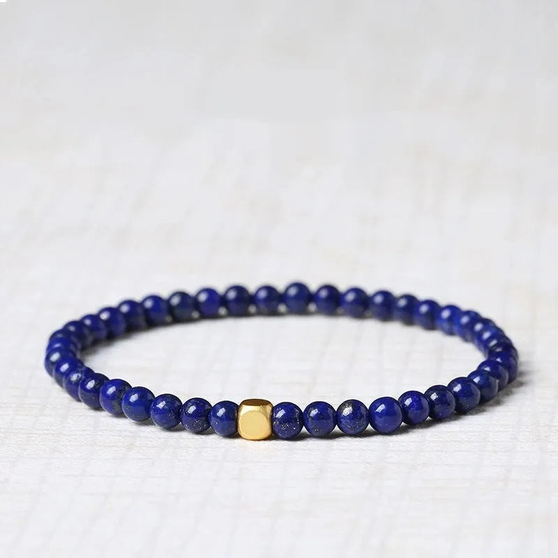 Green gold stone natural crystal bracelet with 16mm geometric charm and electroplated metal accents