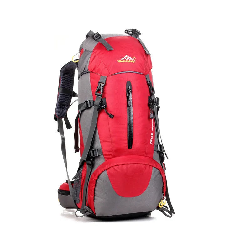 Nylon mountaineering backpack with letter pattern, medium-to-soft build, for hiking camping cycling, in six colours