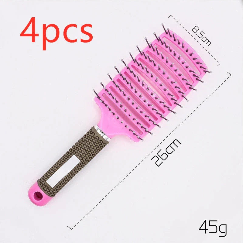 Detangling hairbrush with bristle and nylon teeth for effortless hair management and scalp massage