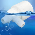 White nylon automatic float valve with threaded connection for water tank level control.