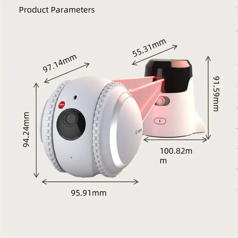 White cat robotic pet toy with automatic recharge function and USB charging cable
