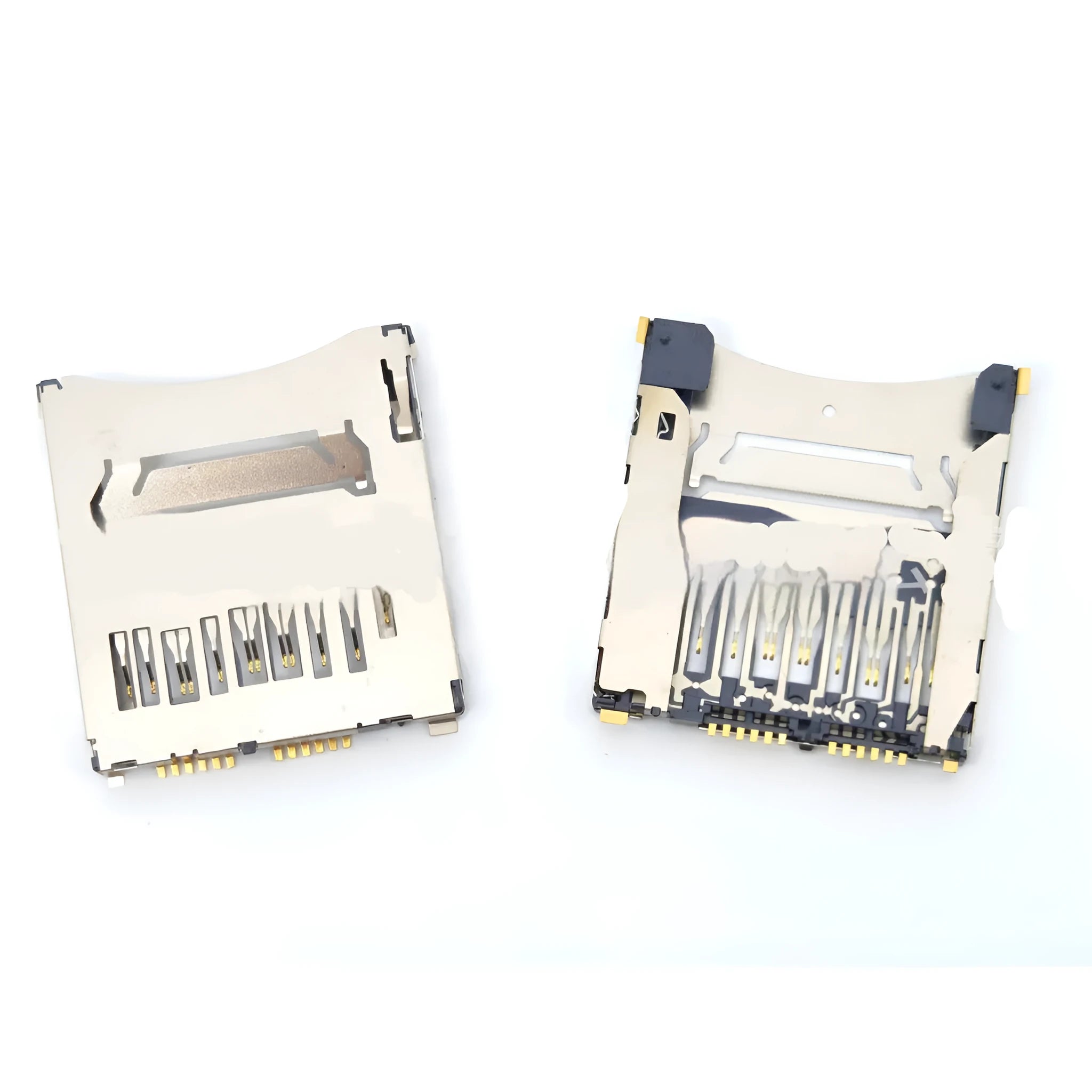 Alloy camera memory card slot replacement component showing metal construction