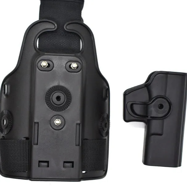 Tactical leg holster bag with waist plate and quick-pull fastener in green colour