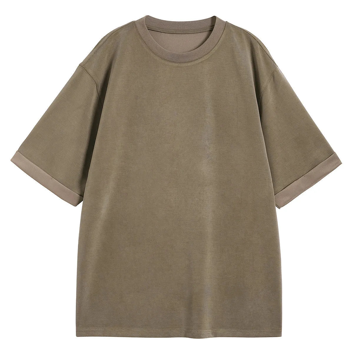 Men's loose fit drape knit T-shirt in polyester blend available in black, brown and white colours