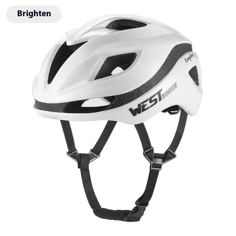 Adult unisex road bike helmet in various colours showing integrated safety design