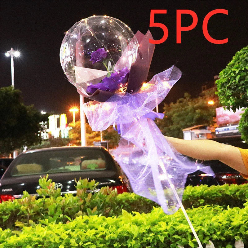 Luminous Balloon Rose Bouquet with LED lighting creating a magical ambiance for celebrations