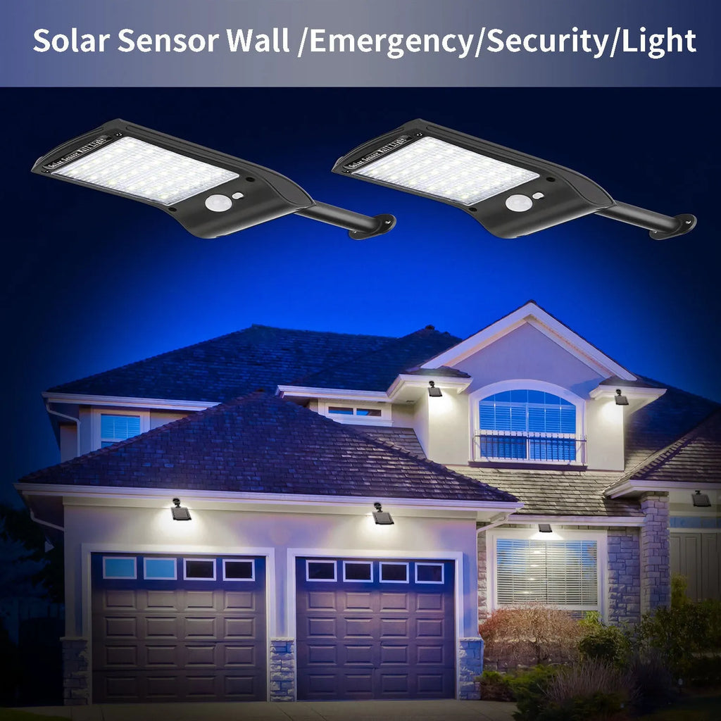 Black solar wall light with motion sensor, diamond-patterned housing, and adjustable solar panel