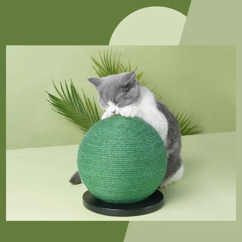 Cactus-shaped cat scratching ball board with sisal rope, 20 x 20 x 22 cm, black or white background option